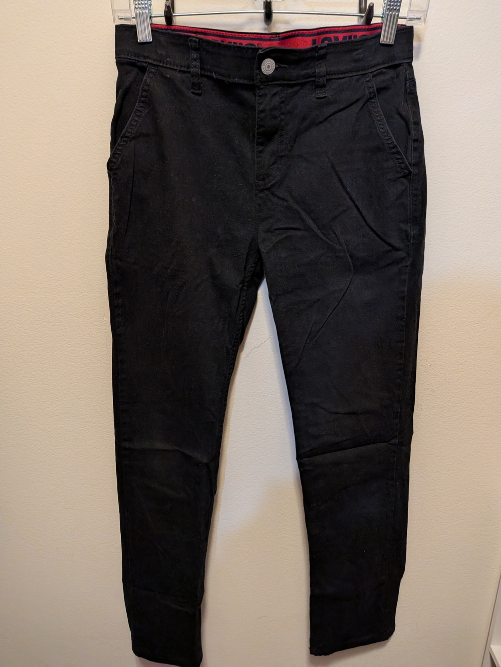 Levi's Black Kids Casual Chino Pants with Red Waistband Detail
